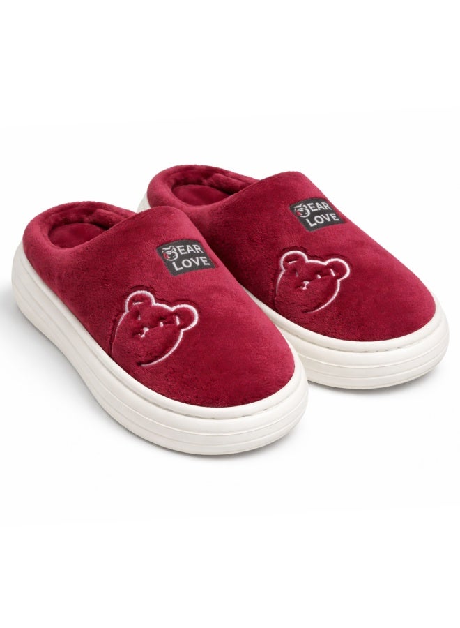 Women Cozy Mule, Soft Plush Slip-On Fur Slipper with Thick Cushion Sole for Home Comfort